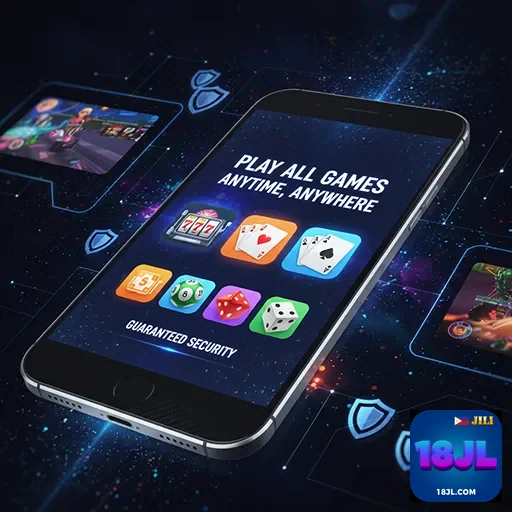Mobile app interface showcasing casino games - 18jl